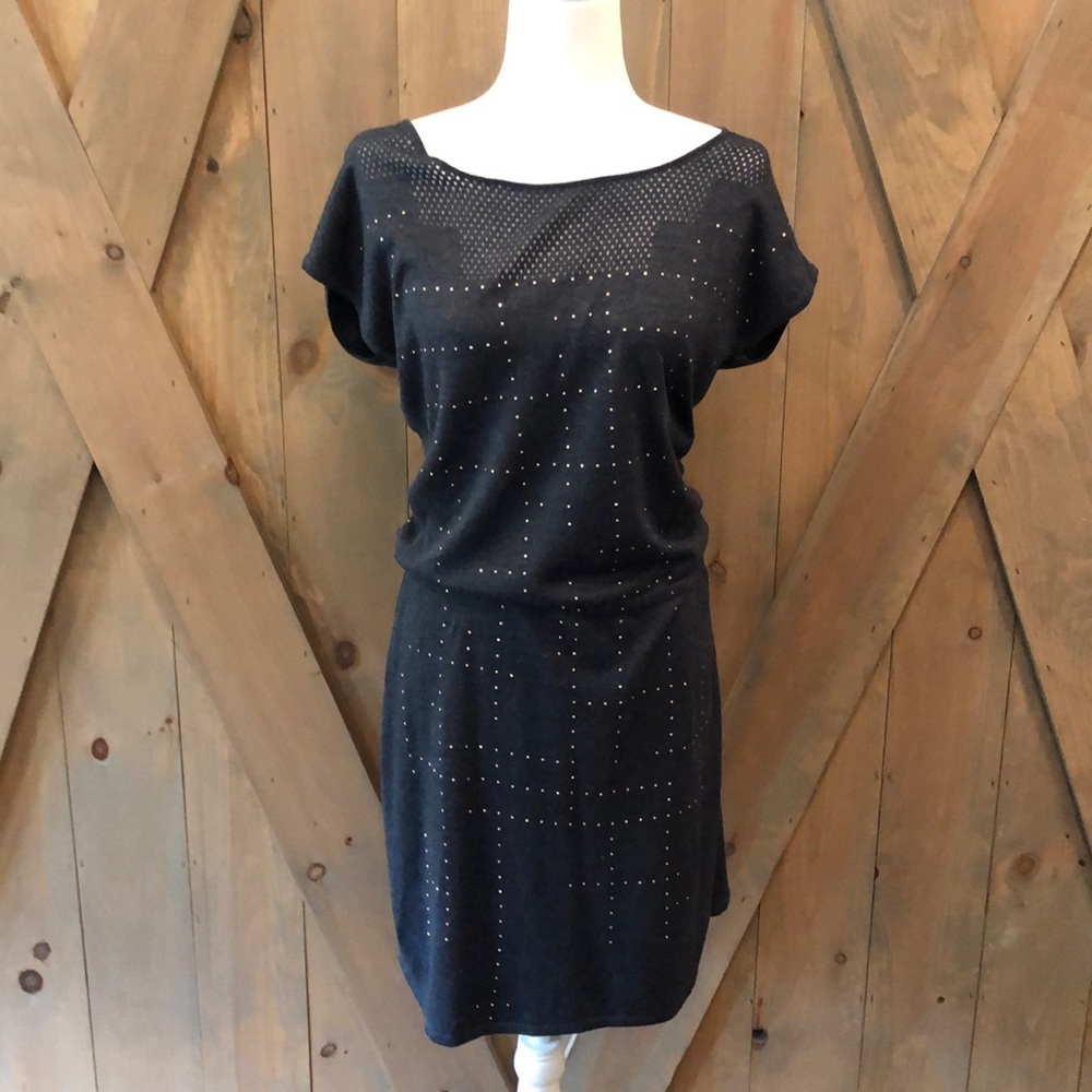 Gray Sweater Dress with Rose Gold Studs